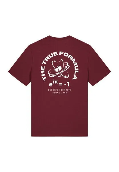 TORLAND Torland T-Shirt Euler's Identity True Generation, Rot (burgundy), – Produktbild 1 von 3