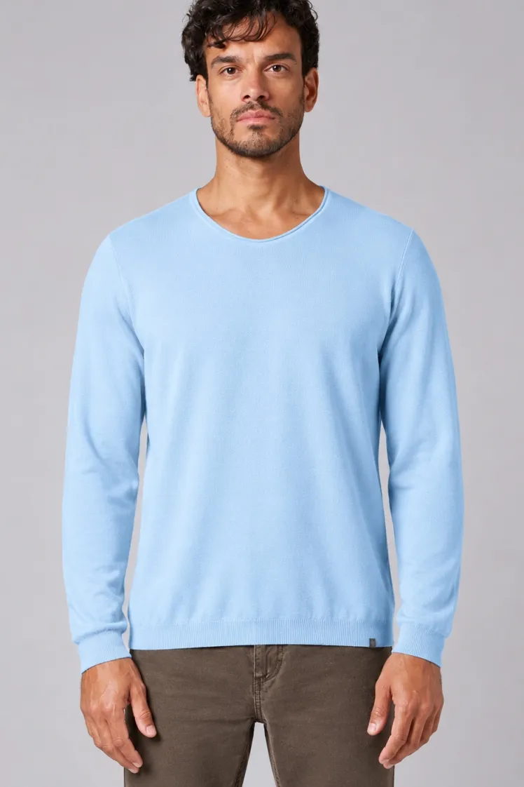 HempAge Hempage Herren vegan Strickpullover Mit V-Ausschnitt Gletscherblau, Hellblau, – Produktbild 2 von 2