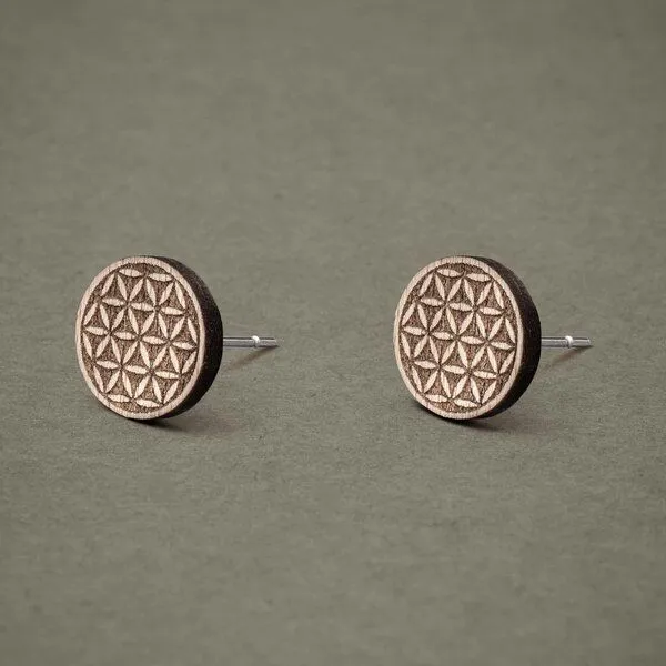 feinformart feinformart Ohrstecker aus Holz Blume des Lebens 9mm – Produktbild 1 von 4