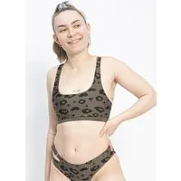 boochen boochen Bikini Top Caparica - wendbares Surf Bikini-Oberteil - Prints, Green leopard (khaki), – Produktbild 1 von 1