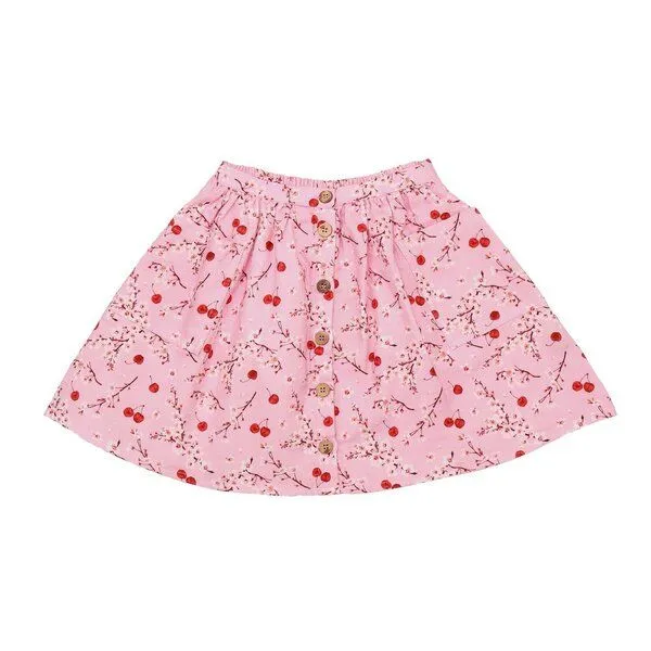 Walkiddy Walkiddy Kleinkinder Rock GOTS-zertifiziert aus Bio-Baumwolle rosa mit Kirschen-und-Blüten-Muster, Blau, – Produktbild 1 von 3