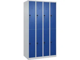 C+P C+P Doppelstock-Spind Classic PLUS, 8 Fächer, 1850x1000x500mm, Lichtgrau/Enzianblau – Produktbild 1 von 1
