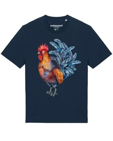 watapparel watapparel T-Shirt Unisex Grimmiger Gockel, French navy, – Produktbild 1 von 4
