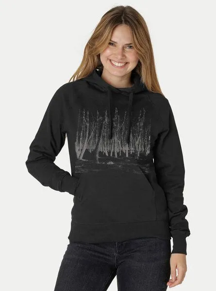 Peaces.bio - handbedruckte Biomode Peaces.bio - handbedruckte Biomode Damen Hoodie Woodland, Schwarz, – Produktbild 2 von 2