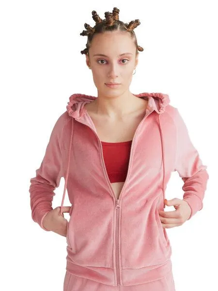 Leela Cotton Leela Cotton Damen Nicky Kapuzenjacke Bio-Baumwolle Jacke Hoodie1271, Altrosa, – Produktbild 2 von 7