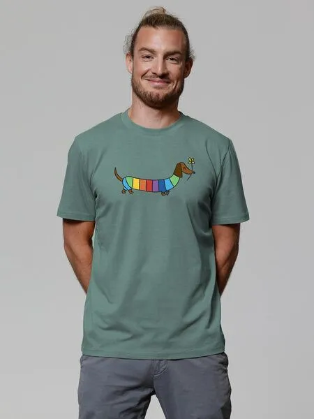 watapparel watapparel T-Shirt Unisex Regenbogen Dackel, Green bay, – Produktbild 2 von 3
