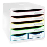 Exacompta Exacompta Schubladenbox Big Box Maxi "Black Office" DIN A4+, 6 Schubladen, weiß/harlekin – Produktbild 2 von 2
