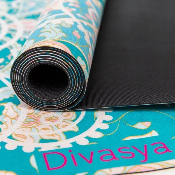 Divasya Divasya Reise Yogamatte aus Naturkautschuk & recycelter Mikrofaser, Grün - vintage rosery, – Produktbild 4 von 6