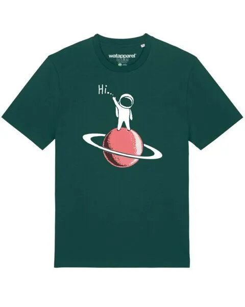watapparel watapparel T-Shirt Unisex Astronaut says Hi, Glazed green, – Produktbild 1 von 3