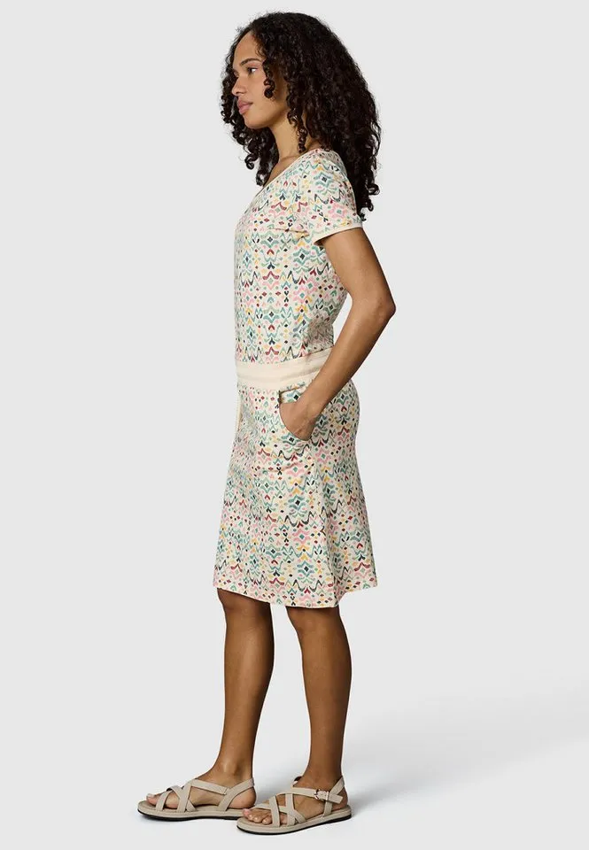 ragwear ragwear Minikleid Baomi Print YOUMODO Gemustertes kurzes Sommerkleid mit Taillenkordel, Beige|braun, – Produktbild 2 von 5