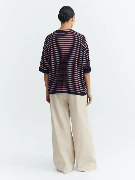 thinking mu thinking mu Damen T-Shirt - Zenna Knitted - aus 100 % Lyocell, Navy stripes (bunt), – Produktbild 3 von 3