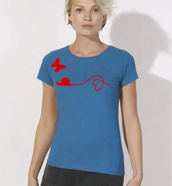 Picopoc Picopoc Schnecke & Schmetterling T-Shirt für Frauen, Blau, – Produktbild 1 von 2