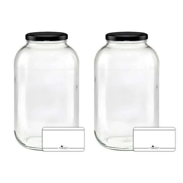 mikken mikken 2 große Einmachgläser 4250 ml mit Deckel (TO100), Schwarz, – Produktbild 1 von 2