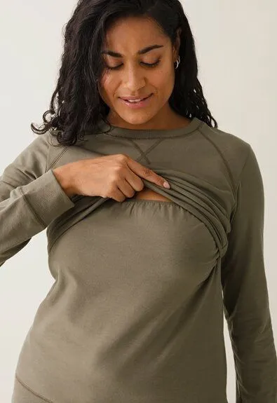 Boob Umstands- und Stillpullover B. warmer Sweatshirt von boob, Green khaki, – Produktbild 1 von 4
