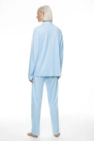 mey Mey Schlafanzug Pyjama lang "Elva" Bio-Baumwolle, Dream blue, – Produktbild 2 von 3