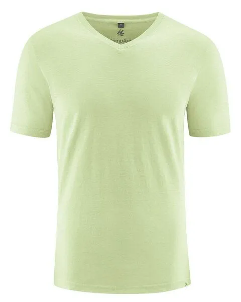 HempAge HempAge V-Kragen T-Shirt Hanf/Biobaumwolle, Matcha(grün), – Produktbild 1 von 4