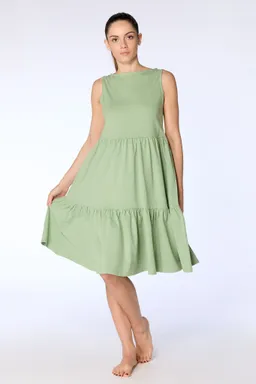 Leela Cotton Leela Cotton Damen vegan Kleid Gekräuselt Basilikum – Produktbild 1 von 1