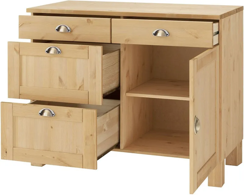Home affaire Unterschrank Oslo 100 cm breit, in 2 Tiefen, mit 23 mm Arbeitsplatte, 2 Schubkästen, Beige, – Produktbild 5 von 8