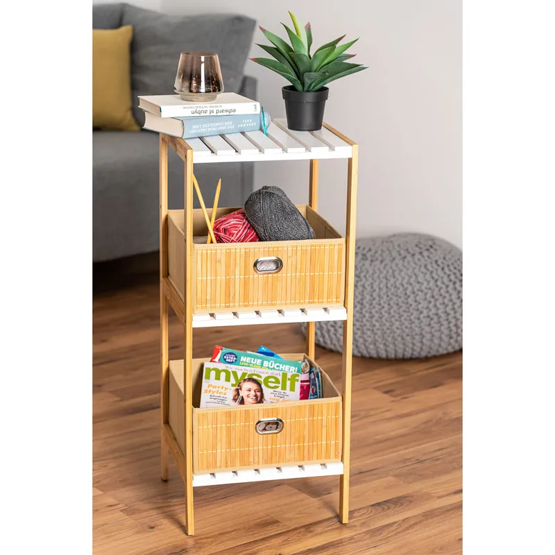 MODERNE HAUSFRAU MODERNE HAUSFRAU Bambusregal „Trend“, Braun | weiss, – Produktbild 2 von 4