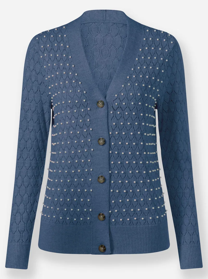 Witt Ajourstrickjacke, Rauchblau-meliert, – Produktbild 1 von 2