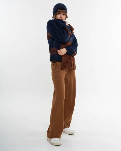 Alma & Lovis Alma & Lovis Legere Strickmarlene aus softem Bio-Baumwoll-/Woll-Mix | Cot-Wool Strickhose, Cinnamon (hellbraun), – Produktbild 4 von 4