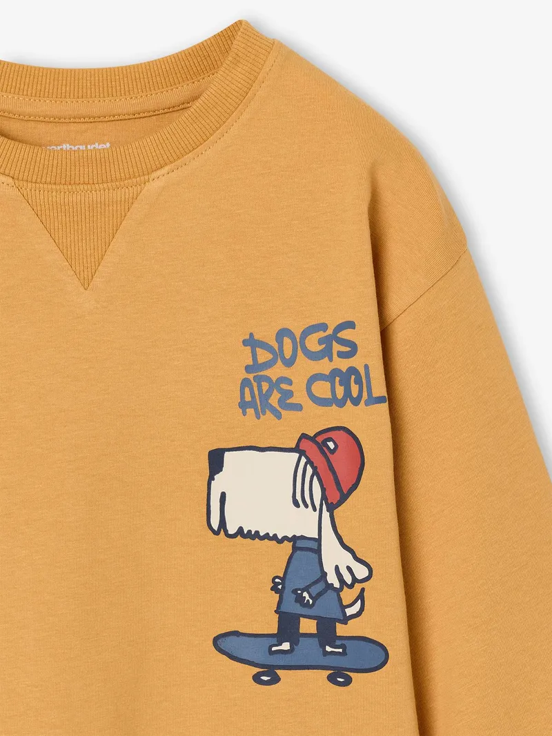 Vertbaudet Jungen Shirt mit Motiven, Gelb/hunde mit skateboard, – Produktbild 3 von 4