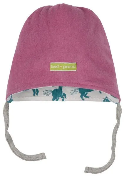 loud + proud loud + proud Babys & Kinder Wendemütze aus Baumwoll-Fleece, GOTS-zertifiziert, Grape (rosa), – Produktbild 1 von 3