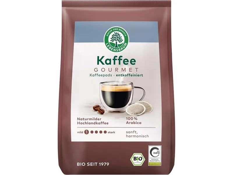 Lebensbaum Lebensbaum Bio-Kaffee-Pads "Gourmet" entkoffeiniert, 18 Stk. – Produktbild 1 von 1
