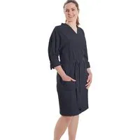 jilda-tex jilda-tex Damen Bademantel / Kimono 100% Bio-Baumwolle Knitterlook Made in Green Unisex, Anthrazit, – Produktbild 1 von 1