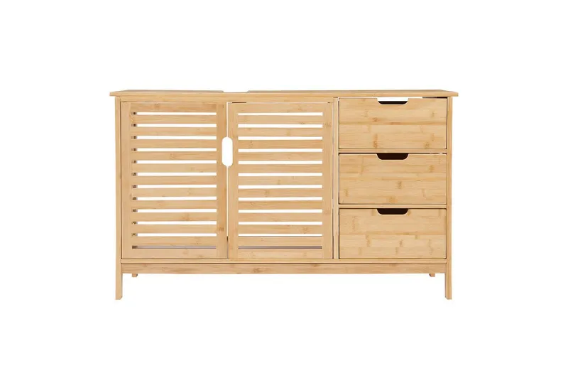 en.casa Waschbeckenunterschrank »Boksereys« Badezimmerschrank 60 x 100 x 35 cm Bambus Natur, Beige, – Produktbild 4 von 4