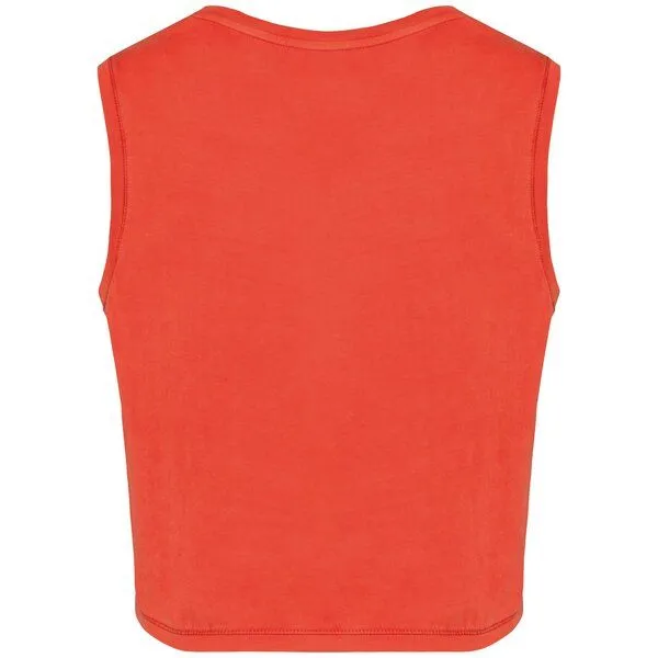 Greenspired Greenspired Umweltfreundliches ärmelloses Cropped Damen-T-Shirt 165g/m², Verwaschenes paprika, – Produktbild 2 von 2