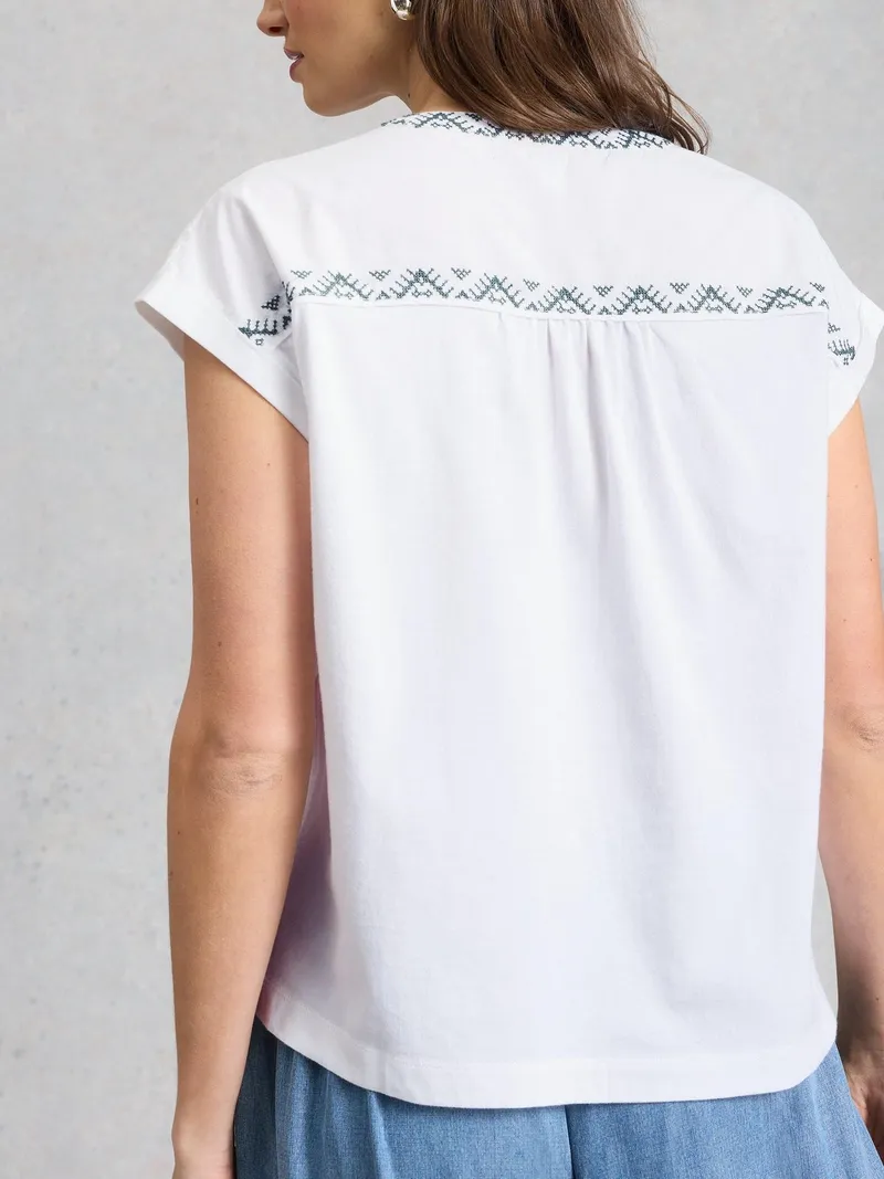 White Stuff Bestickte Bluse Billie - 50, Reines weiß, – Produktbild 4 von 4