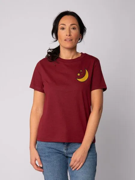 watapparel watapparel T-Shirt Frauen Moon & Stars, Burgundy, – Produktbild 1 von 3