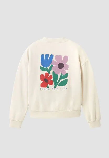 recolution Damen Sweatshirt aus Bio-Baumwolle - NERINE THINK POSITIVE - recolution, Arctic white (weiß), – Produktbild 1 von 2
