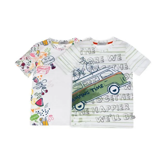 Marraine Kids Marraine Kids T-Shirt aus Biobaumwolle mit Alloverdruck, Weiß/grün, – Produktbild 2 von 4