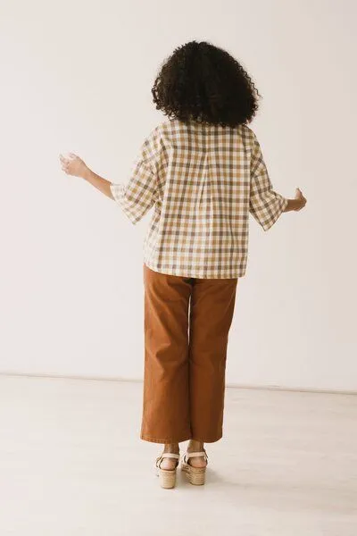TIRALAHILACHA TIRALAHILACHA Hallow oversized shirt vichy, Gelb, – Produktbild 2 von 4