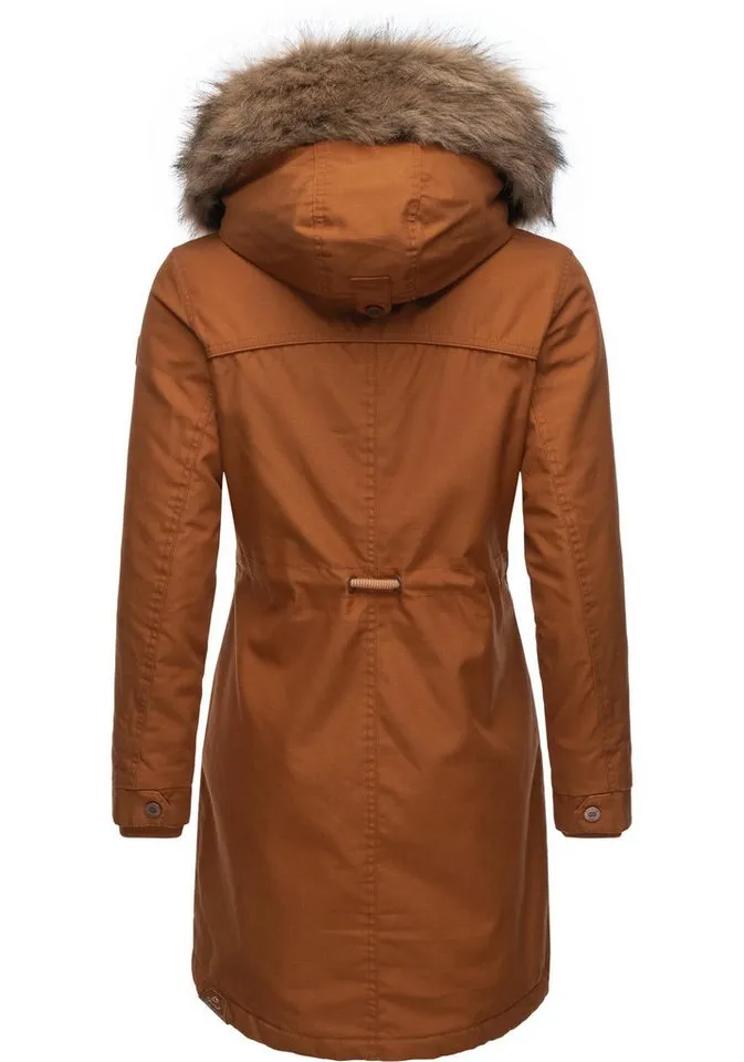 ragwear ragwear Winterjacke Tawny stylischer Winterparka mit großer Kapuze und Kunstfellkragen, Braun, – Produktbild 4 von 4