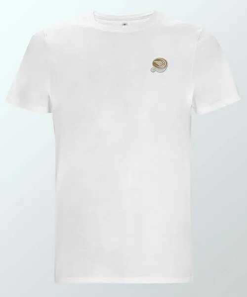 Coffee Fashion Coffee Fashion Flat White | Besticktes Organic Bio Baumwoll T-Shirt, Weiss, – Produktbild 1 von 4