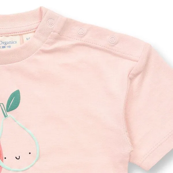 Sense Organics Sense Organics Baby T-Shirt, Modell SOPHIE, Birnendruck auf hellrosa, – Produktbild 2 von 4