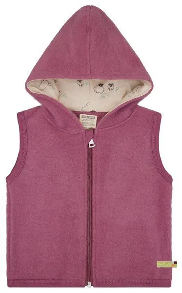 loud + proud loud + proud Babys & Kinder Wollfleece-Weste mit Kapuze, GOTS-zertifiziert, Grape(rosa), – Produktbild 2 von 3