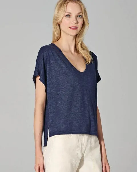 HempAge HempAge Hanf mit V-Ausschnitt, Navy, – Produktbild 2 von 2