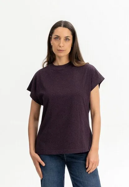 MELA MELA T-Shirt Style MADHU aus 100% Bio-Baumwolle, Elderberry melange, – Produktbild 1 von 4