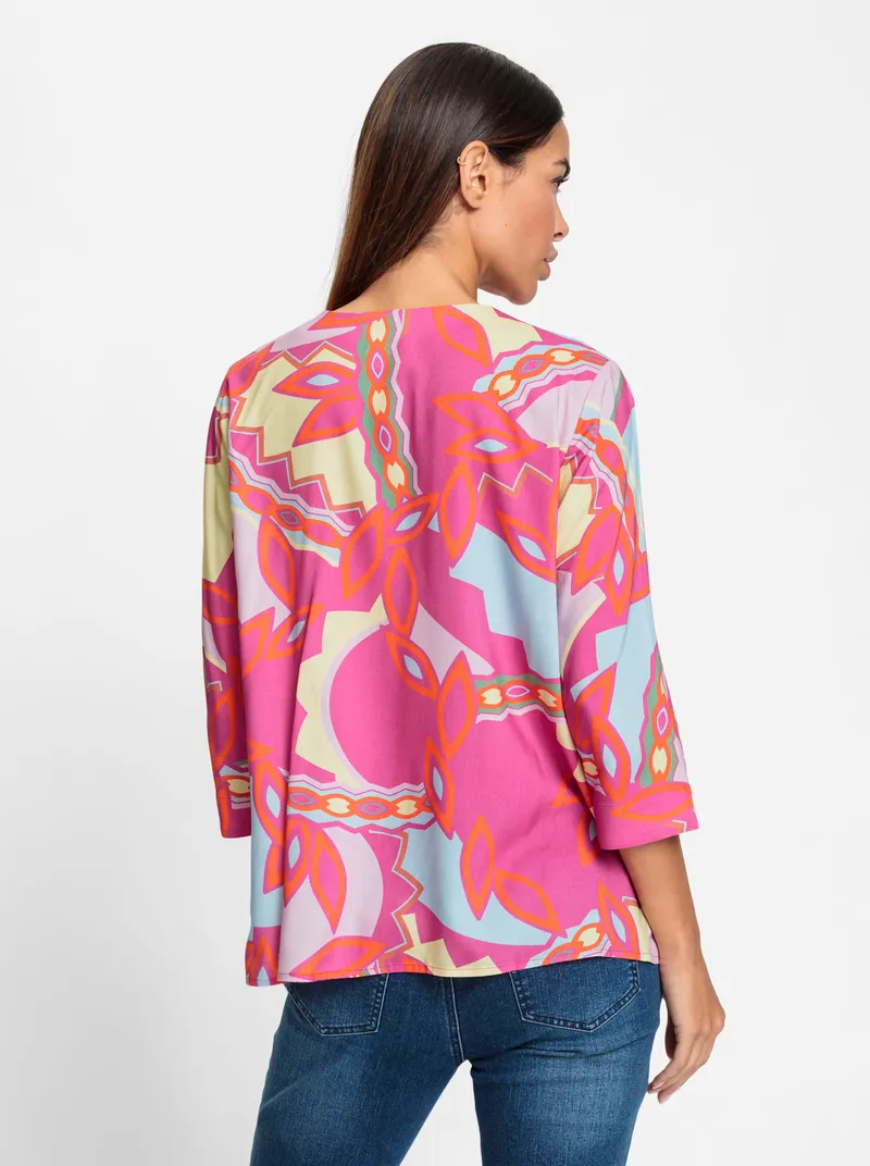heine Druckbluse, Orange-fuchsia-bedruckt, – Produktbild 1 von 2