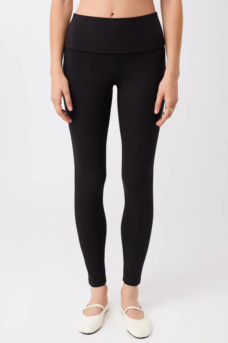 mandala MANDALA Damen vegan Leggings Rolldown Schwarz, Schwarz, – Produktbild 1 von 2