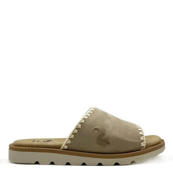 thies Veganer thies ® Rec Soft Woven Slide aus recycled PES, Taupe, – Produktbild 1 von 1