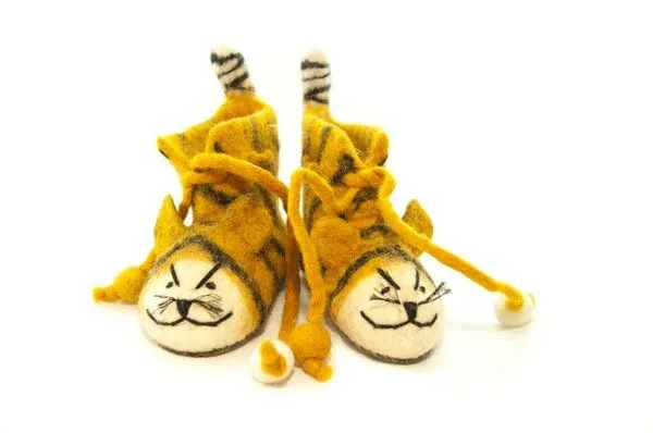 short'n'pietz short'n'pietz Filz Tigerschuhe für Babies und Kleinkinder, Gelb, – Produktbild 2 von 2