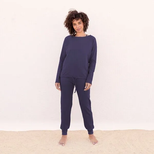 Jaya Jaya JULIA - Damen - Sweater für Yoga und Freizeit aus Biobaumwolle, Nightblue/blau, – Produktbild 1 von 1