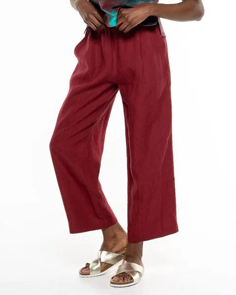 Alma & Lovis Alma & Lovis Lässige Leinen Hose im modern Italian-Look | Leinen Straight Pants, Rumba (rot), – Produktbild 1 von 4