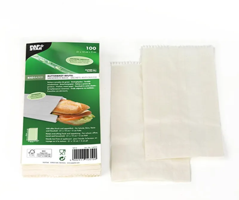 PAPSTAR PAPSTAR Frischhaltebeutel 100 Butterbrotbeutel 21 cm x 10 cm x 3 cm weiss, fettdicht – Produktbild 2 von 4