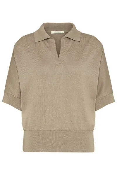 Wunderwerk Wunderwerk Damen Poloshirt aus Bio Baumwolle "Polo fineknit 1/2", Braun (sand 231), – Produktbild 1 von 4